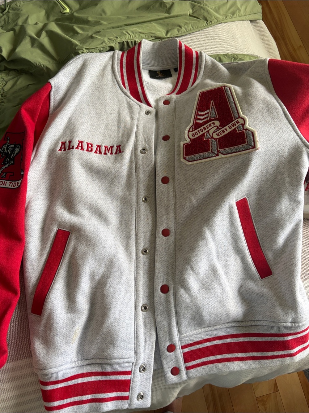 OVO Gray & Red Varsity-Style Blazer Jacket